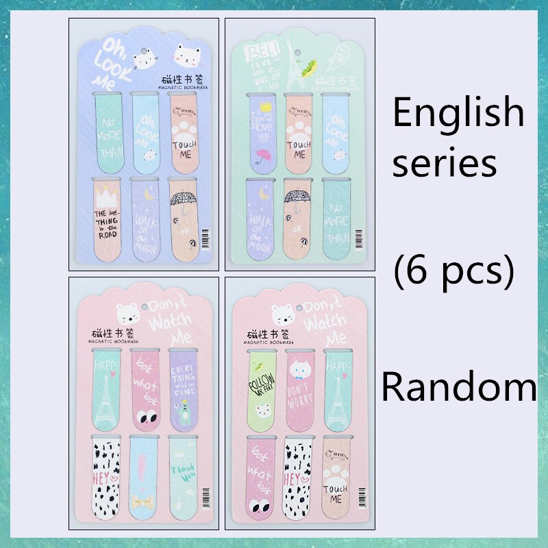 6 stücke Magnetische Lesezeichen Lustige Magnet Papier Marker Seite Clips Buch markieren für Schüler Büro Lesen Schreibwaren freundlicher Lesezeichen: Englisch zufällig 6Stck