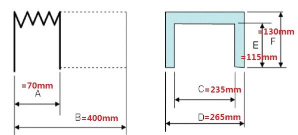 T12 Cnc Accordeon Dust Balg Cover, Breedte 265Mm X Hoogte 130Mm X Lmax 400Mm