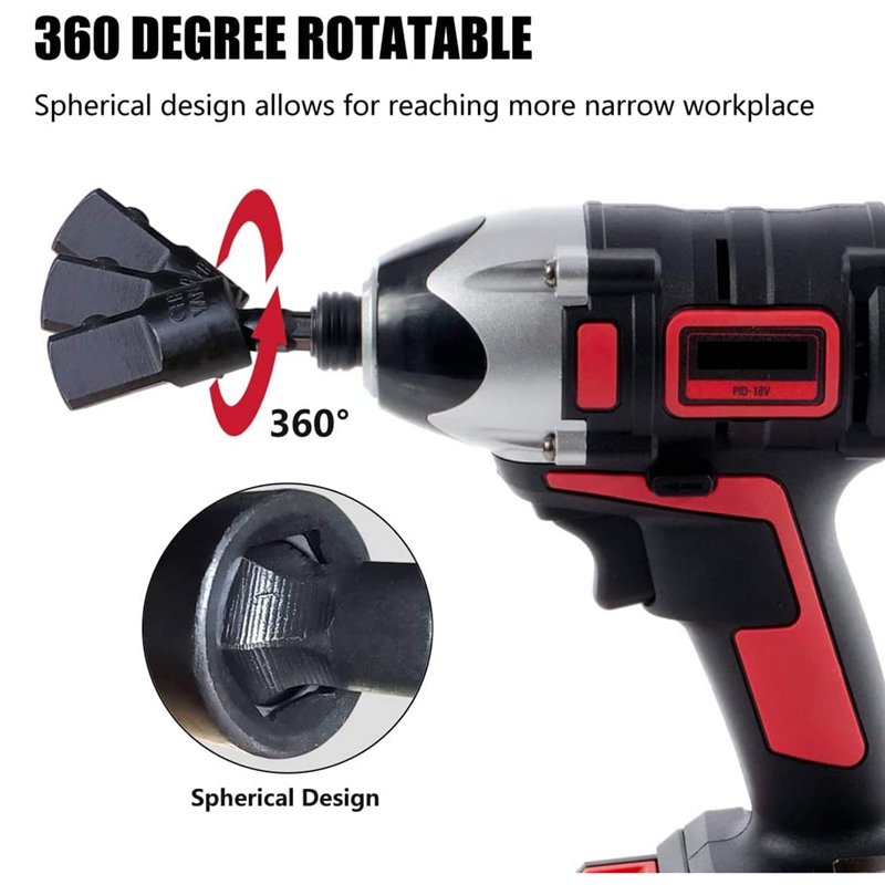 3PC Wobble Socket Adapters Universal Joint Swivel Socket Set, 1/4 Inch Hex Shank to 1/4 3/8 1/2 Square Socket Drives