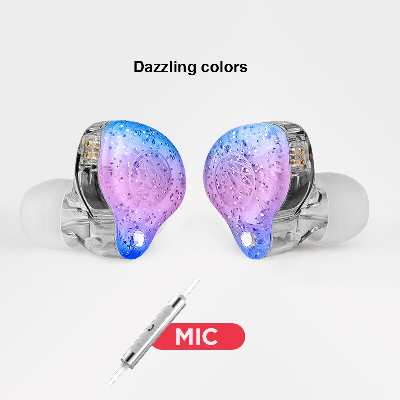 TFZ Live 1 wired earphones Monitor hifi 3.5mm 0.78m cable headset Active Noice Cancelling Detachable earbuds with mic for phone: 010Dazzling Colors-M