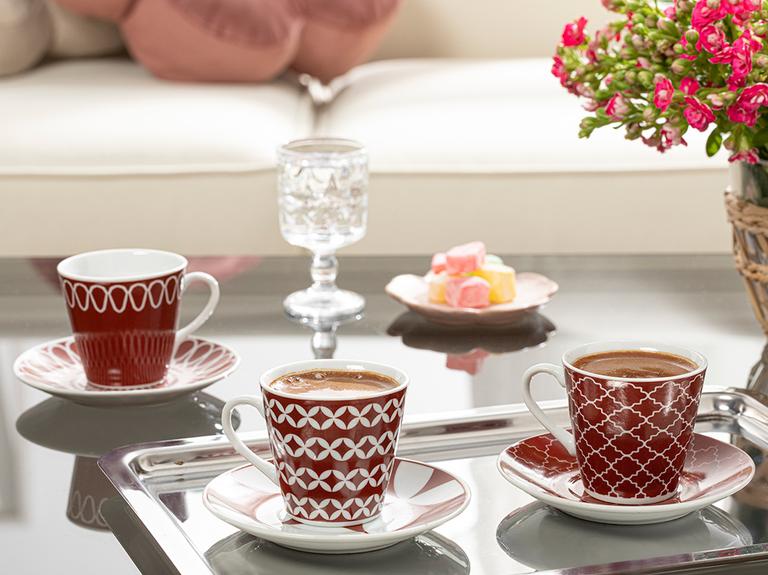 Porcelain Coffee Cup Sets, 6 Person Espresso Turkish Coffee Stylish Cups and Saucers Ceramic Mugs European Luxury: Luis