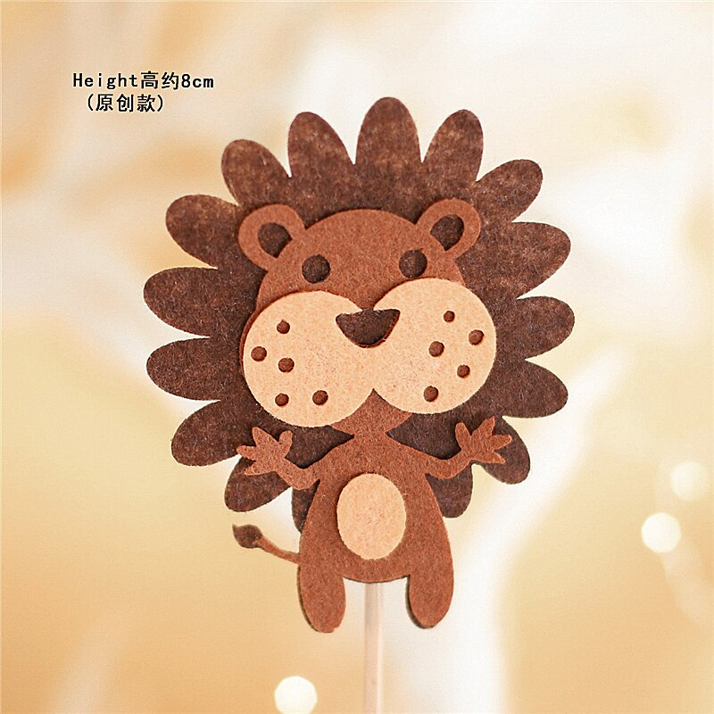 Voelde Dieren Aap Leeuw Giraffe Uil Cake Topper Voor Verjaardagsfeestje Decoraties Bakken Levert Baby Shower Kid Liefde: 2pc felt lion A