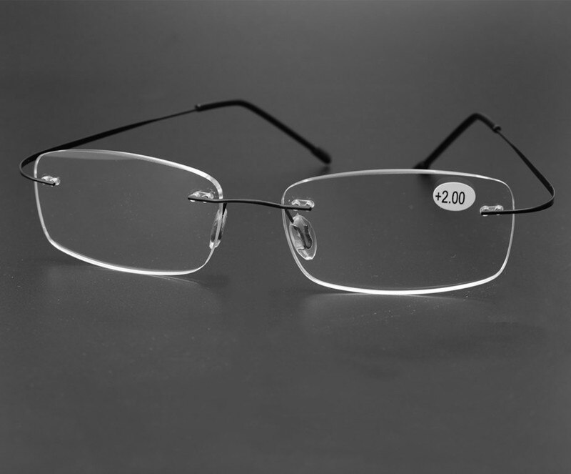 Ultralette  tr90 hukommelse titanium kantløse læsebriller mænd og kvinder presbyopic briller  +1.0 +1.5 +2.0 to+3.5 +4.0
