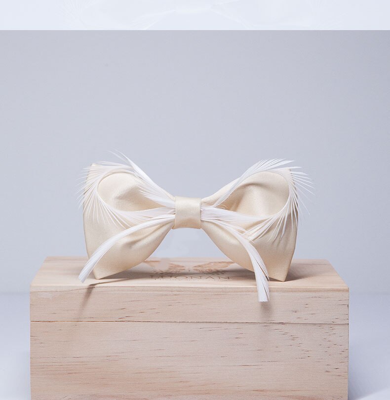 Pajarita de plumas para hombres y mujeres, pajarita blanca de para boda, original de , accesorios de la camisa para hombres