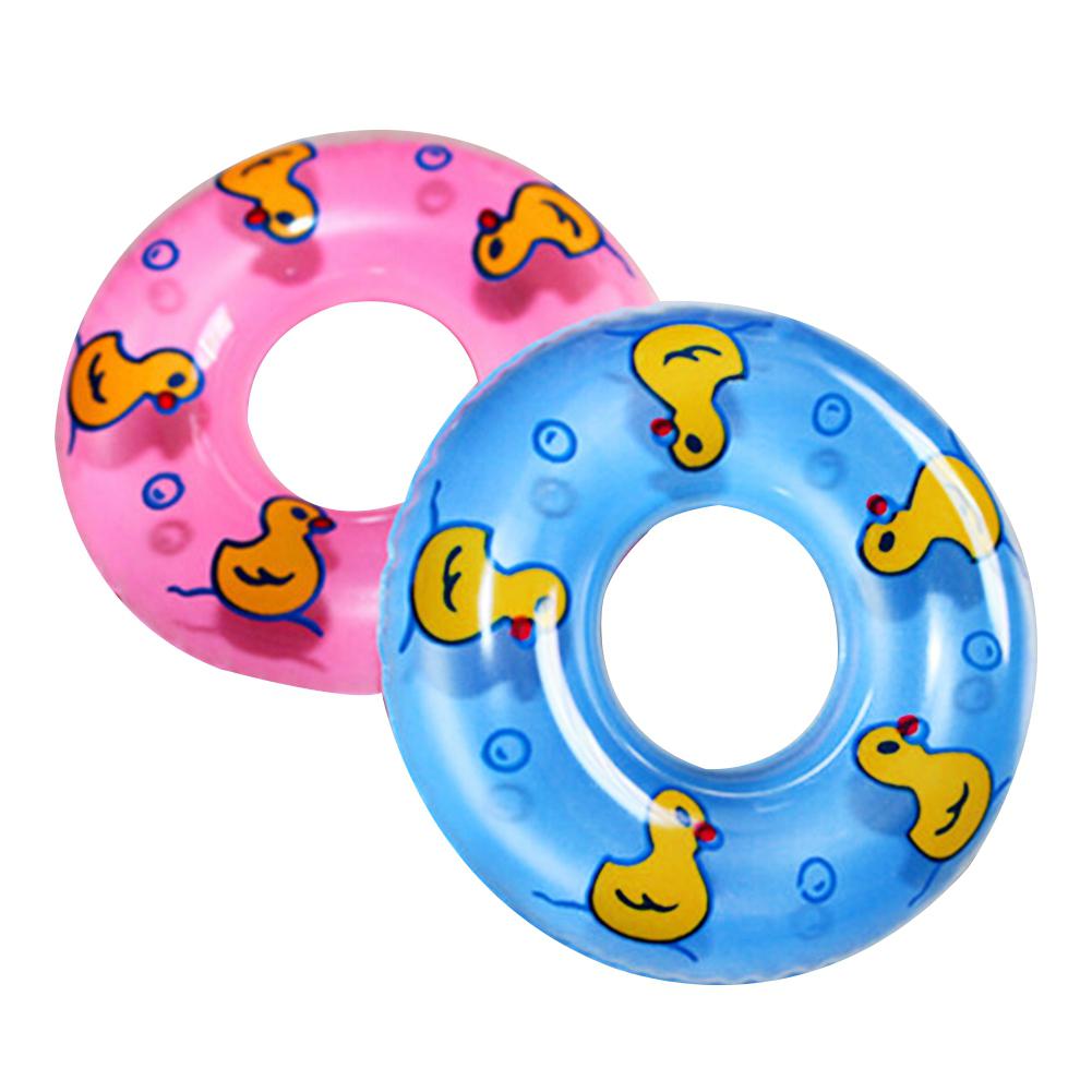 RCtown 2 Pcs Baby Bath Toy Inflatable Swim Ring Toy Plastic Mini Swim Circle for Kids (Pink & Blue): Default Title