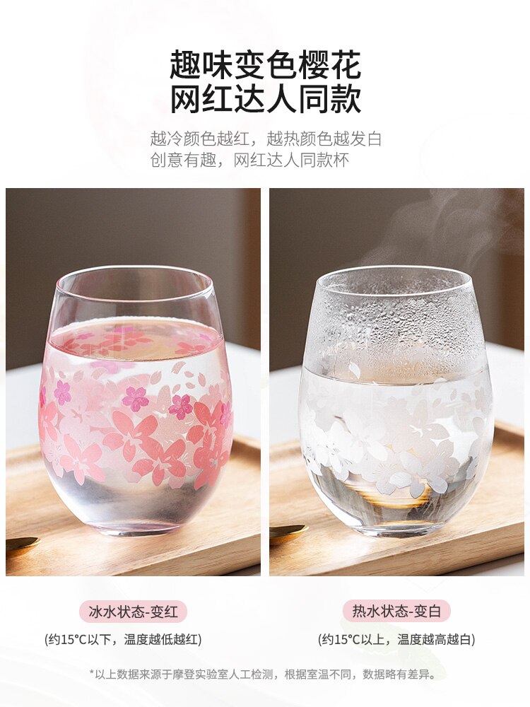 Cherry Blossom color changing glass fresh water cup tea cup lovely girl cup Egg Cup Home