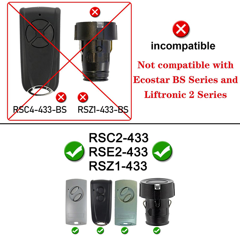 Für ECOSTAR RSE2-433 Garagentor-Fernbedienung 433 MHz rollen Code ECOSTAR RSE2 RSC2 RSZ1 433 elektrische Tor-Fernbedienung