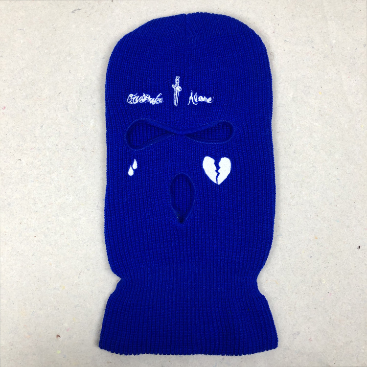Gorro de pasamontañas con cara completa de punto para hombre y mujer, gorro de pasamontañas con bordado divertido para , gorros para montar, invierno,