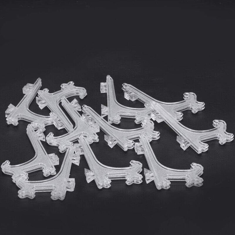 12Pcs 3 Inch Plastic Ezels Of Plaat Houders Display Diner Plaat (Transparant)