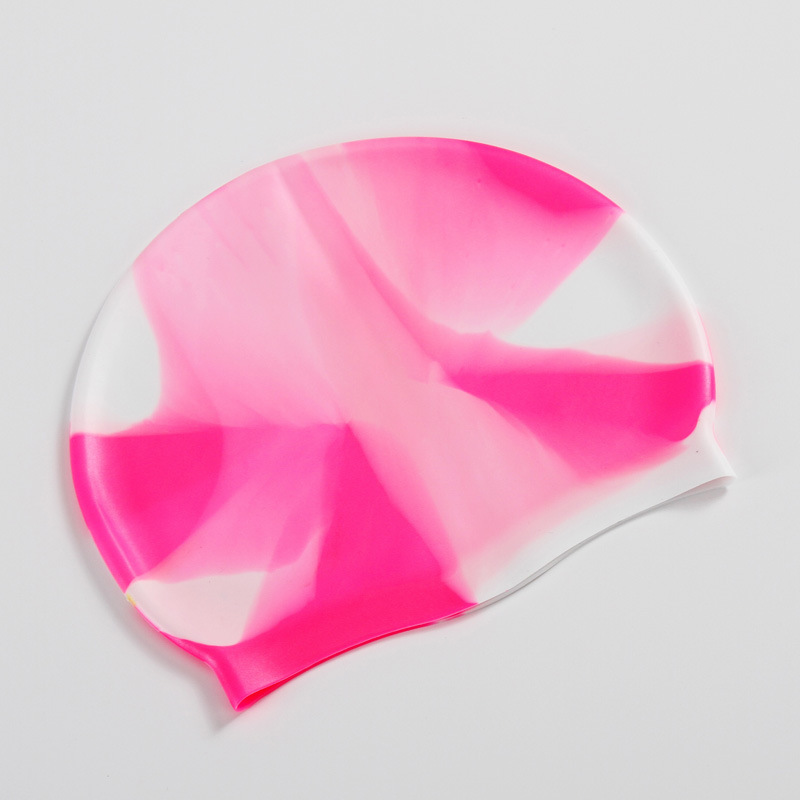 Silicone Adult Waterproof Swimming Cap Gradient Color Dry Hair Swim Cap for Men Women Protect Ears Swim Hat Swimming Accessories