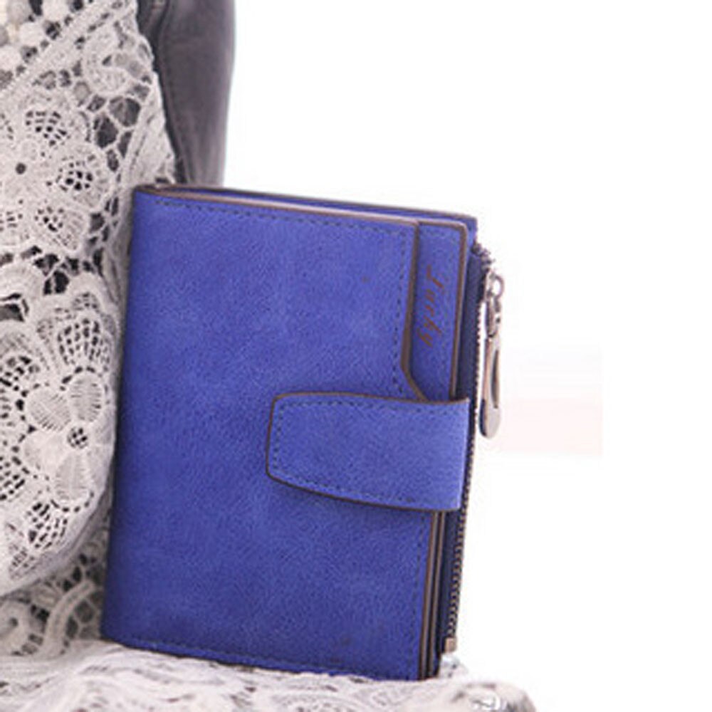 Small Female Purse short purse Lady Letter Snap Fastener Zipper Short Clutch Wallet Solid Vintage Matte Women Wallet: 1