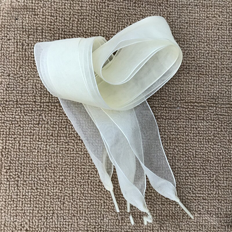 1 Paar 110Cm Mode Shoestrings Vrouwen Schoenveters Platte Zijde Satijn Lint Veters Sneakers Sport Schoenen Kant Boog: Beige