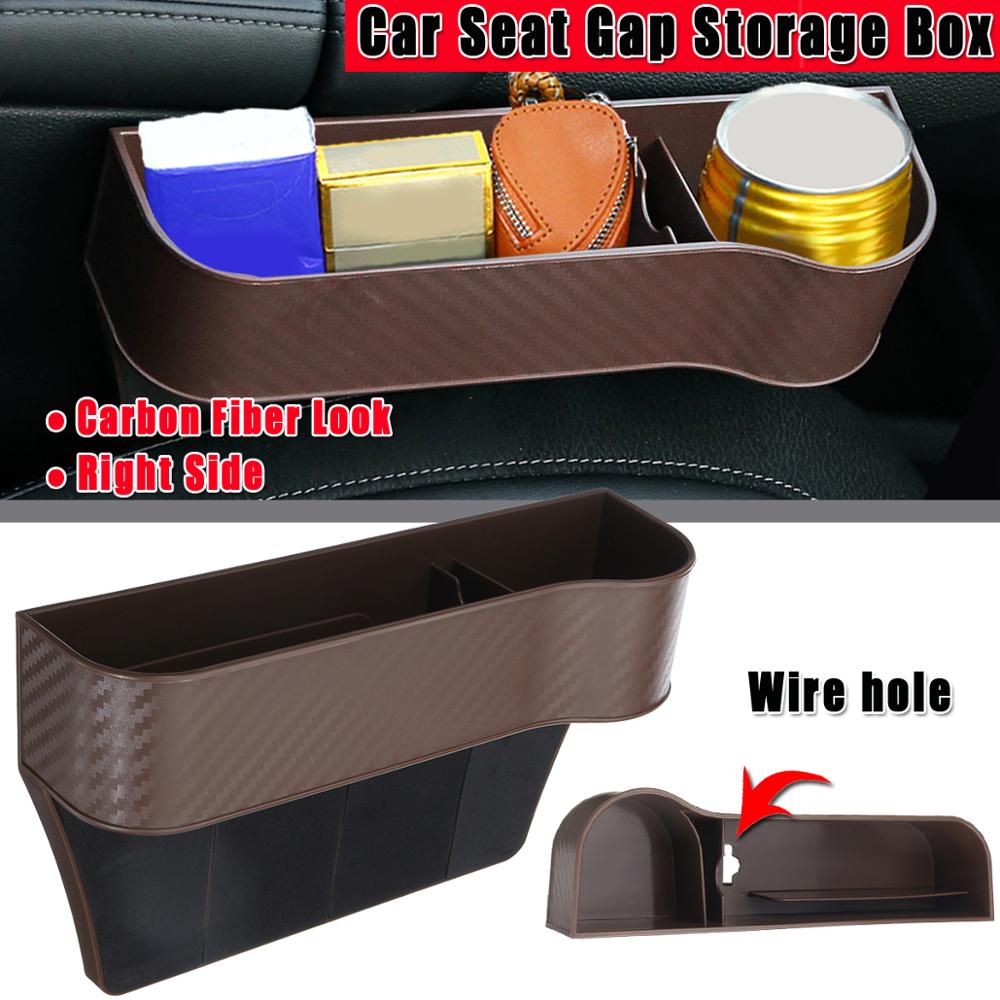 Left / Right Car Seat Crevice Gaps Storage Box ABS Plastic Auto Drink for Pockets Organizers Stowing Tidying Universal: 1pc RH Carbon Brown