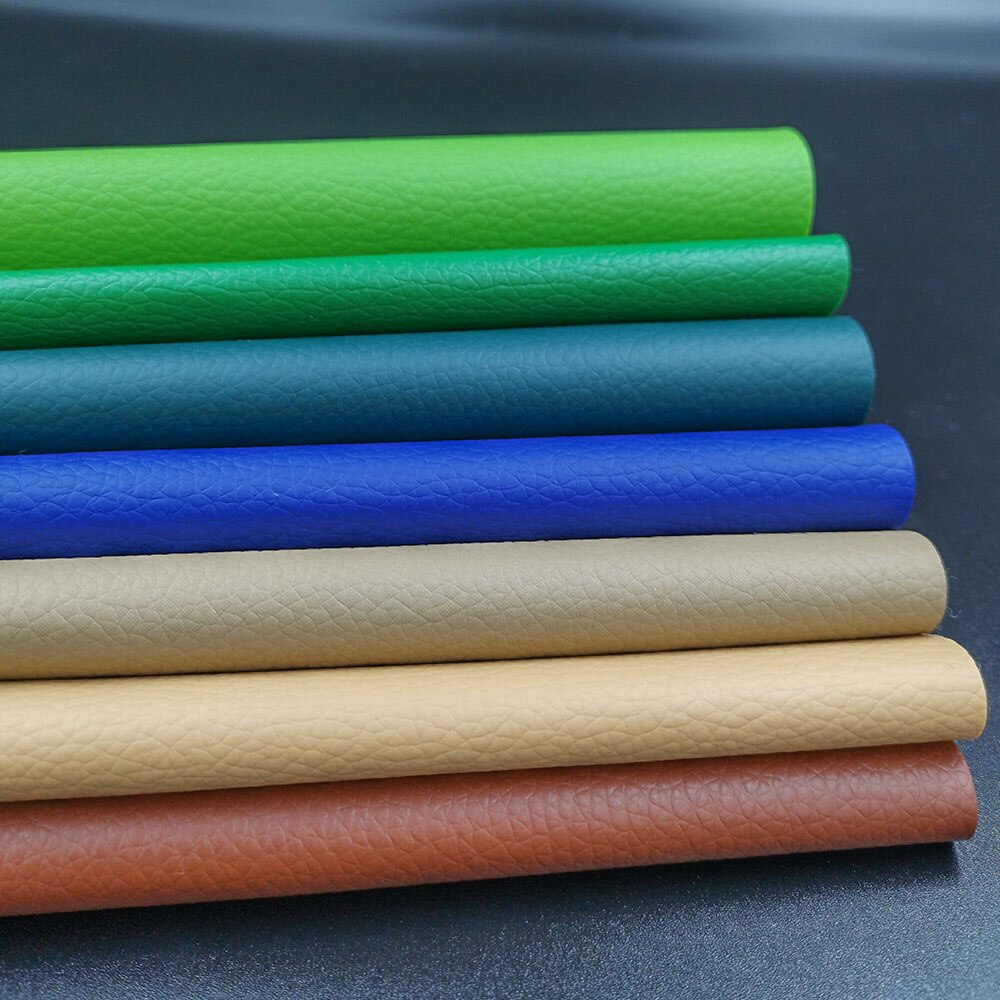 7 stk regnbue litchi mønster pu kunstlær kunstlær til syveske klær sofa bil diy materiale 20 x 30cm ark: Brunblå serie