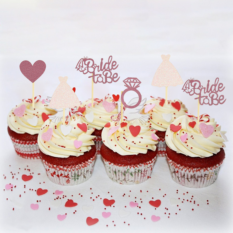 12Pcs Wedding Cupcake Topper Bride To Be Diamond Ring Cake Topper for Wedding Bridal Shower Bachelorette Hen Party Dessert Decor