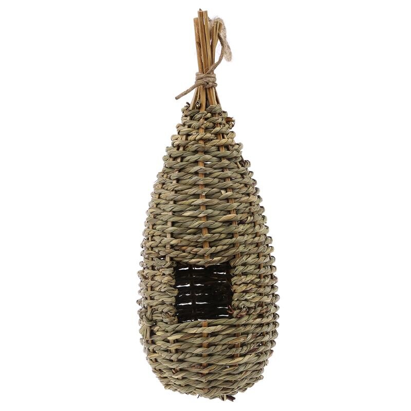 Hanging Bird House Natural Fiber Finch Bird Nest Hut Outdoor Cage Shelter Hideaway E7CC