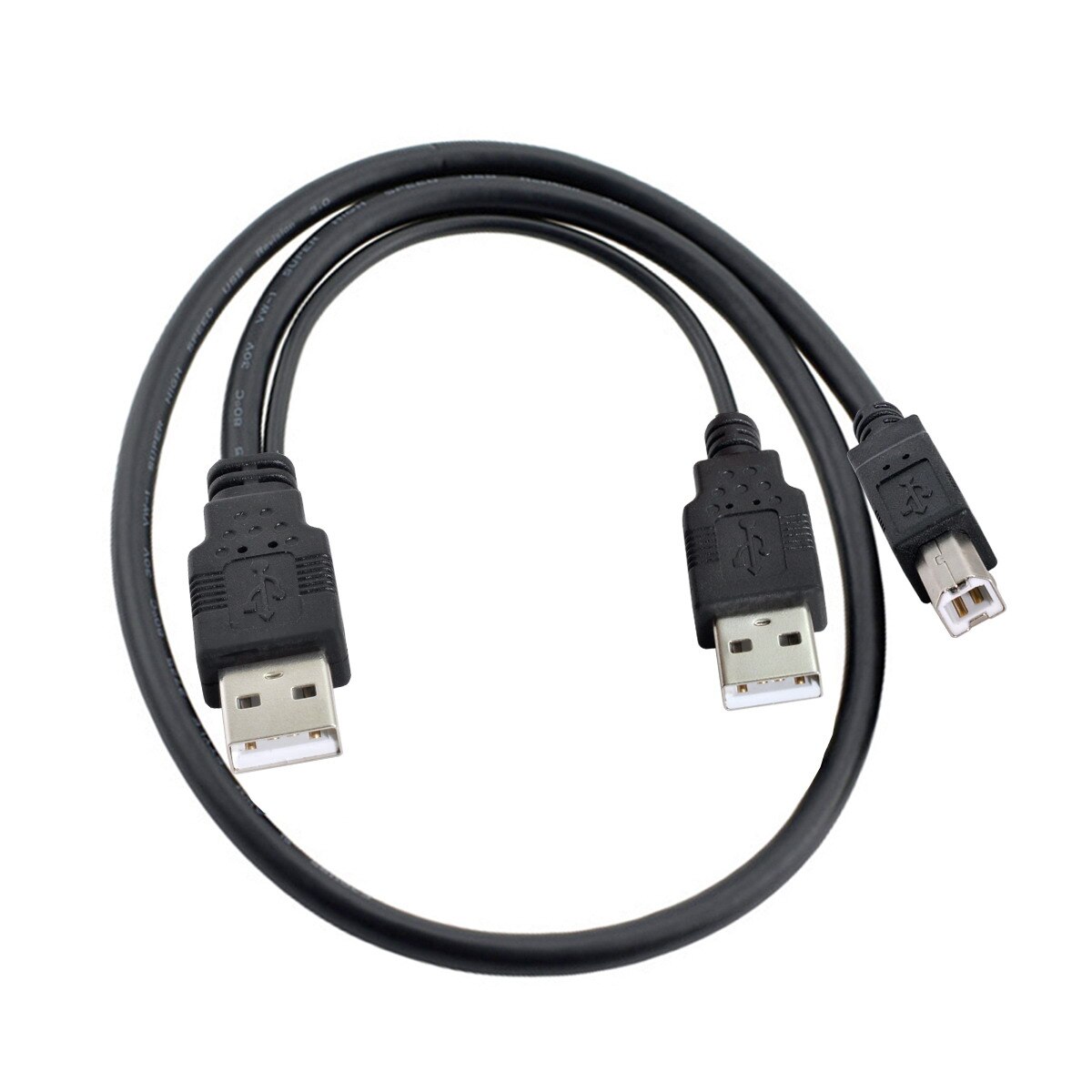 Zihan-Cable Dual USB 2,0 macho a macho B estándar, Cable Y de 80cm para impresora, escáner Y unidad de disco duro externo