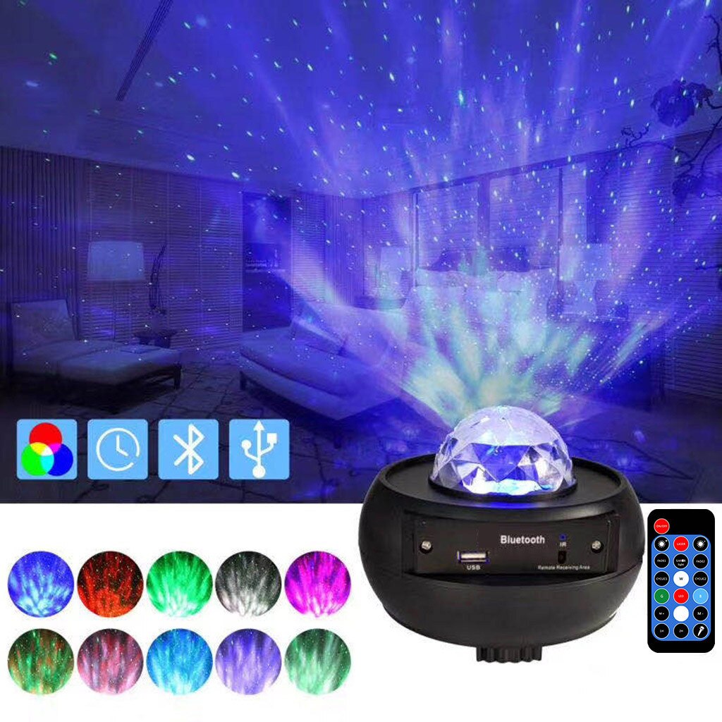 Led Lightful Night Sky Projector Lamp Oceaan Golf Ster Licht Kamer Romantische Decor Party Lichtgevende Rekwisieten Sterrenhemel Projectie Lamp: Default Title