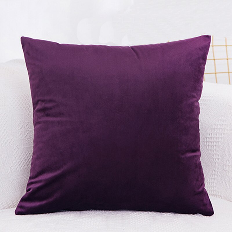 Velvet Cushion Cover Pillowcase Solid Color Pillow Case Decor Sofa Throw Pillows Room Pillow Cover Decorative 60x60: dark purple13
