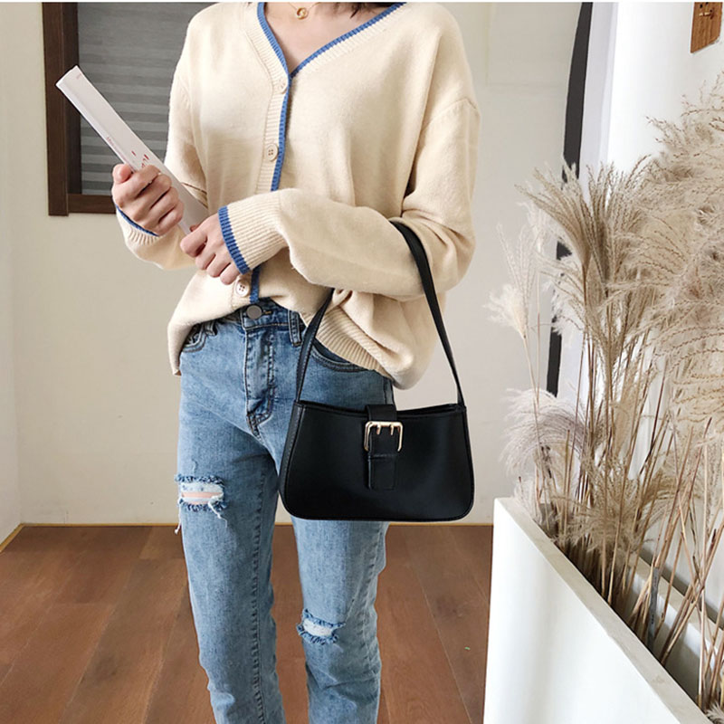 Luxury PU Leather Women Bag Vintage Handbags Baguette Shoulder Bags Casual Mini Evening Clutch Tote Female Simple