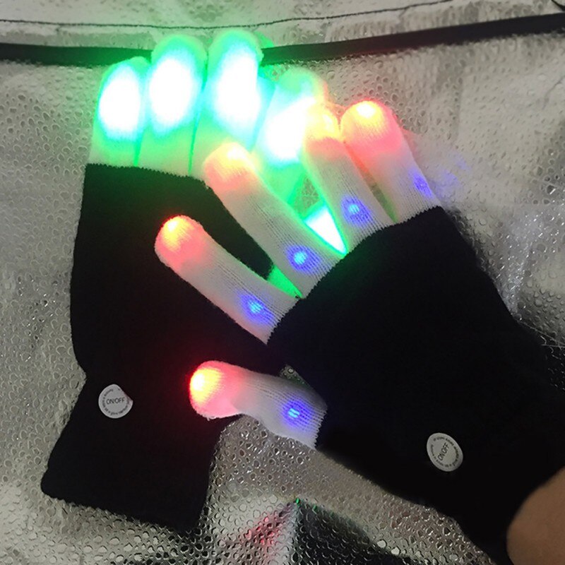 Flashing Gloves LED Glow Light Up Finger Lighting Xmas Dance Gloves Party Rave Helloween Party Star