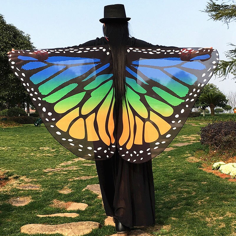 Alas de mariposa de tela suave de varios estilos para mujer, vestido de hadas, envoltura de playa, accesorio de disfraz: C