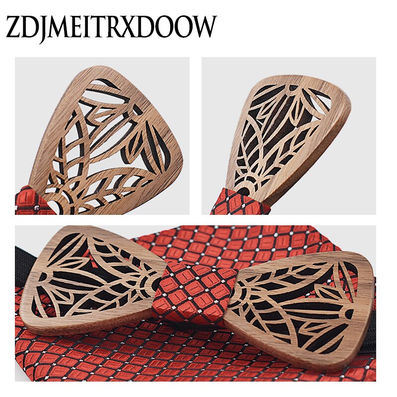 ZDJMEITRXDOOW holz fliege einstellen und Taschentuch Bowtie Krawatte Cravate Homme Noeud Papillon Mann Corbatas hombre Pajarita