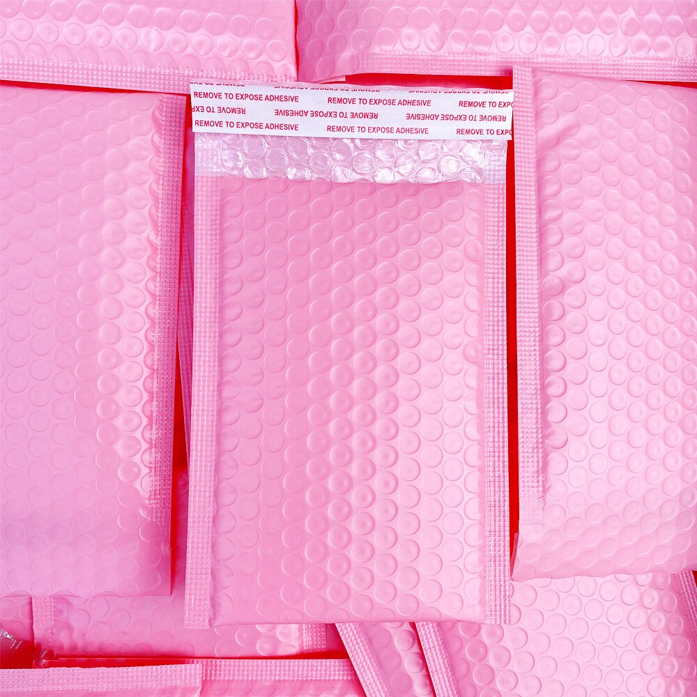 Bolsa de correo con autosellado, sobre acolchado de burbujas, color rosa claro, 10 Uds./5x7-Inch/130x180mm