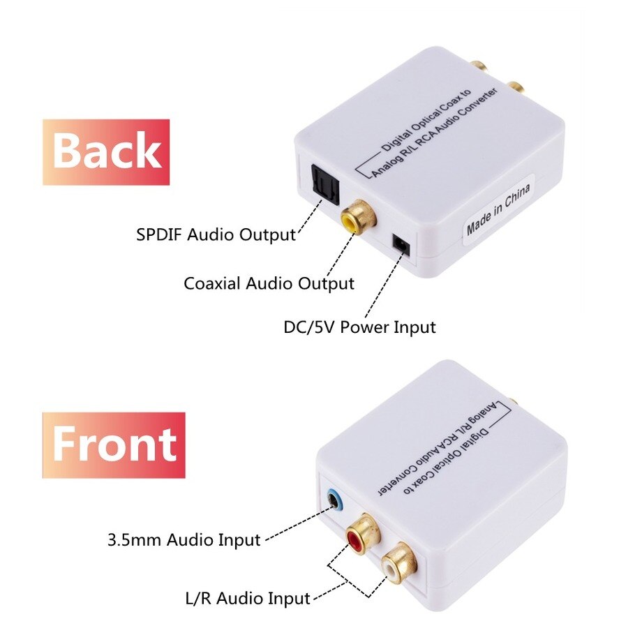 PzzPss DAC Digital Fiber Coaxial To Left And Right Channel Digital To Analog With 3.5Mm Jack Audio Analog Converter White