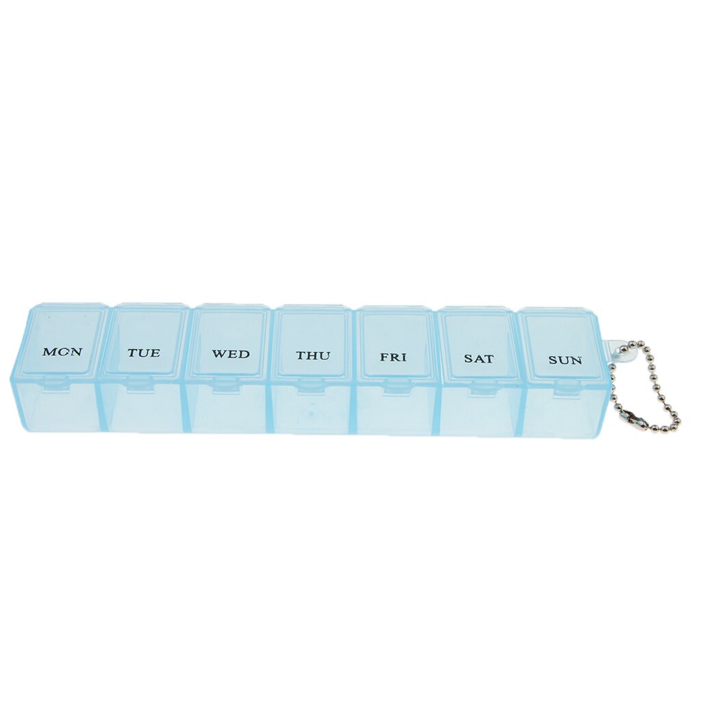 Weekly Pill Organizer, Once-a-Day Pill Case - 7 Compartments: Blue