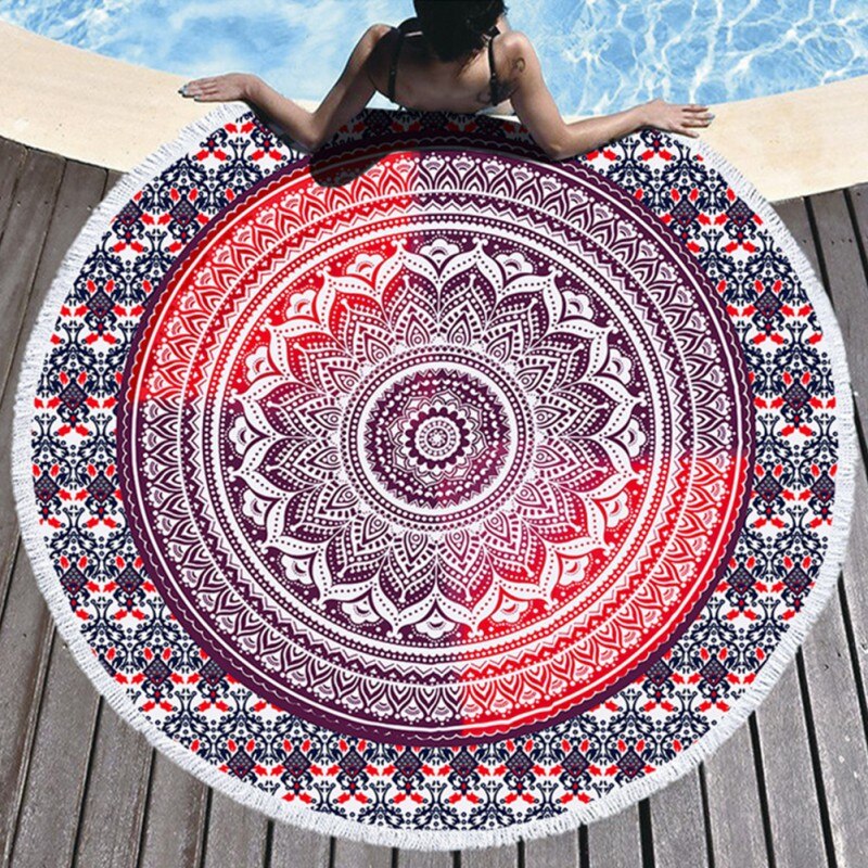 Ronde Mandala Strand Deken Hippie Indian Mandala Kleed Strand Handdoek Meditatie Tapijt Diameter 59 Inches (150 Cm): A