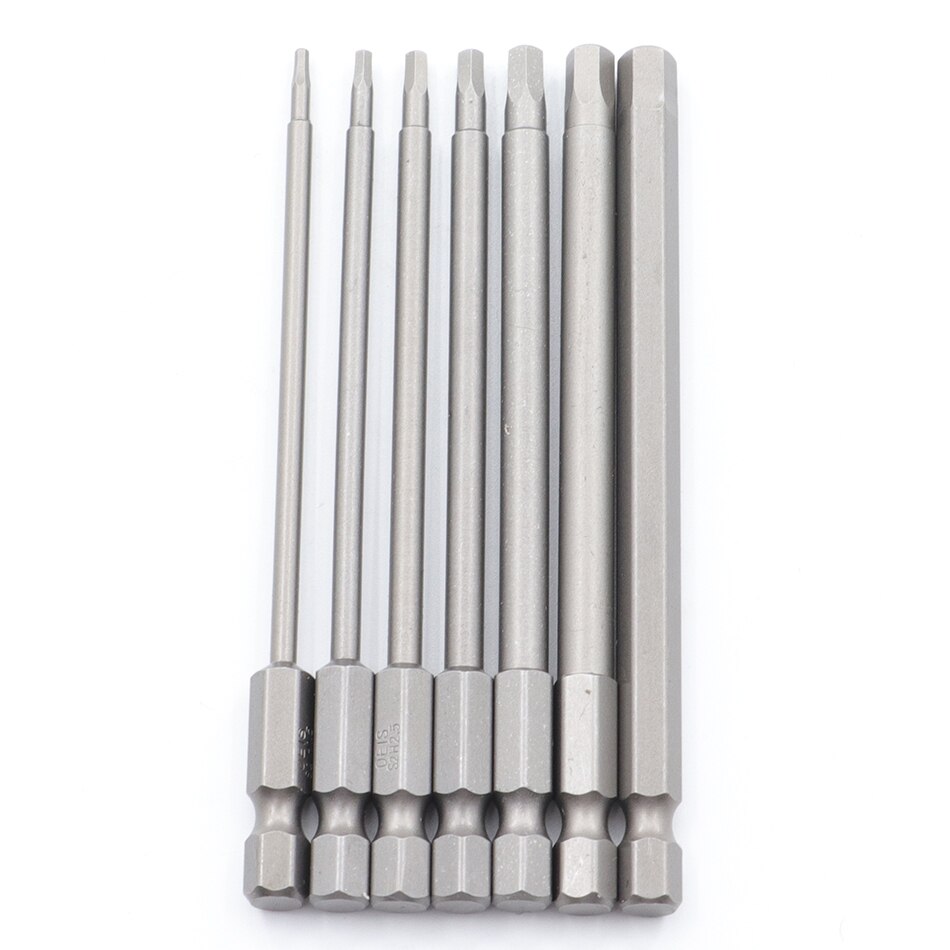 150mm/200mm Hex Head Allen Wrench Drill Bits Set Long Allen Screwdriver Bits Magnetic Tips Hex Key Screwdriver Socket Bit Set: 100mm  7pcs