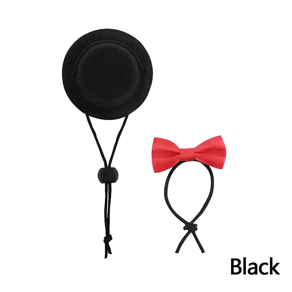 Kleine Dieren Hoeden Konijn Cavia Hamster Totoro Egel Hoed En Strik Top Hoed Pet Feestelijke Funny Cap Hoofd accessoires: Black-L