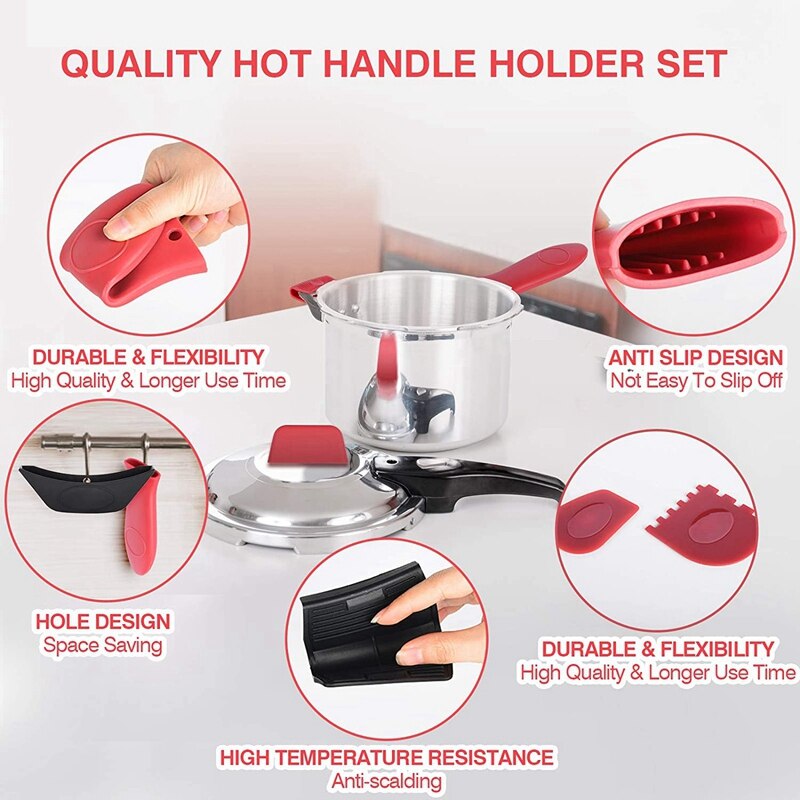Silicone Handle Holder Heat Resistant Potholder Silicone Pot Handle Sleeve for Cast Iron Skillets Frying Pan Handles