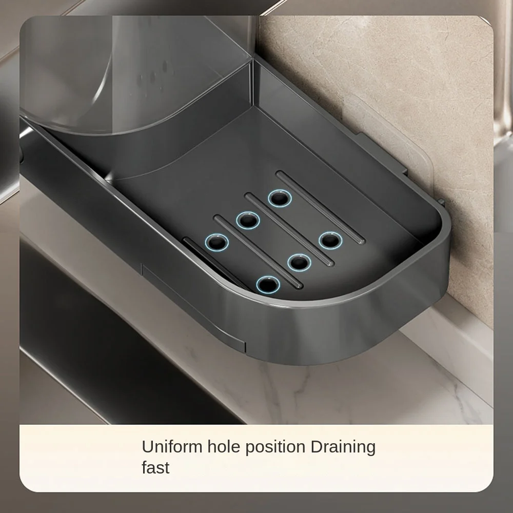 Kitchen Dish Soap Press Drain Storage Rack Punch-free Wall-mounted Kitchen Sink Press Soap Dispenser Kitchen Accessories