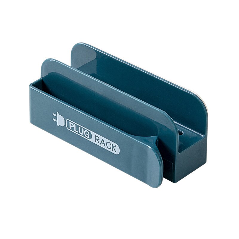 Opberghaken voor stekkers, oprolbare stekkerhouder, thuiskantoor, keuken, badkamer, zelfklevend opbergrek, oplaadrek voor mobiele telefoon: Blauw