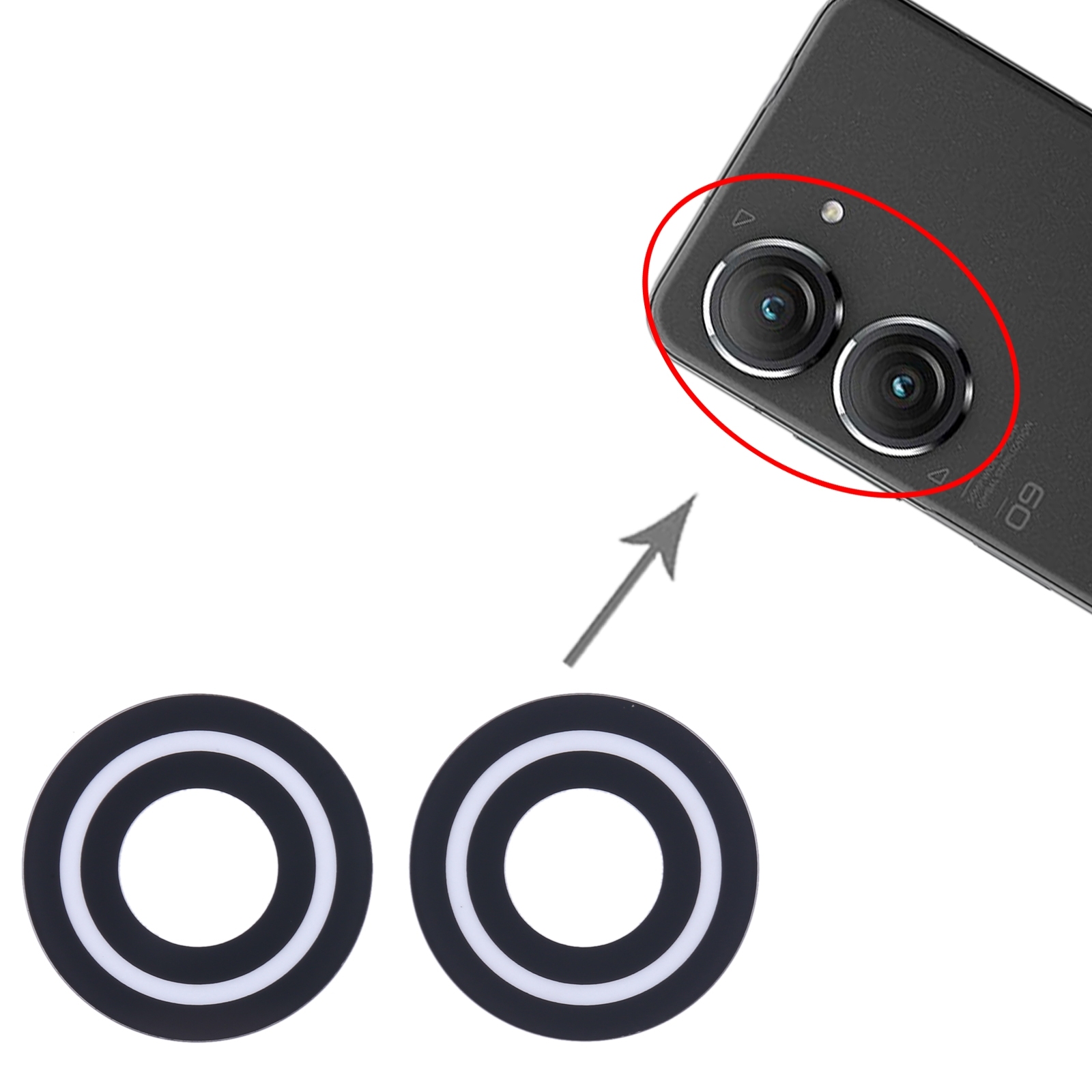 Achteruitrijcamera Lens Voor Asus Zenfone 9 Zs696ks Ai2202 Telefoon Camera Lens Reparatie Onderdeel
