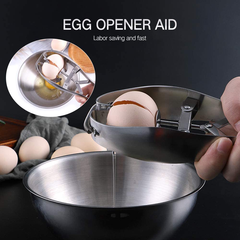Stainless Steel Raw Egg Opener Portable Egg Shell Breaker Eggshell Cutter Eggs Opening Separator Egg Stripper Quick Egg Opener