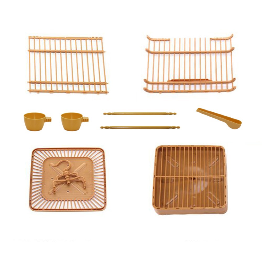 Assembly Bird Cage With Feeder And Waterer Small Pet Bird Full Set Of Plastic Bird House Thrush Parrot Cage 23x23x22cm