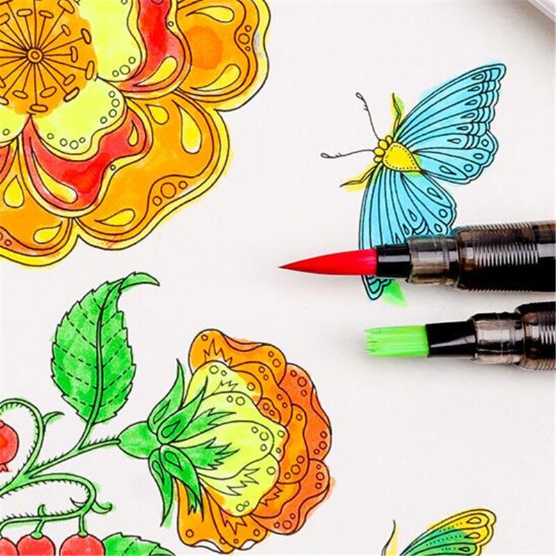 Conjunto de desenho com 12/18/24/36 cores, iniciante de pigmento de aquarela com cor de água, escova portátil, caneta, pintura profissional, arte suprimentos