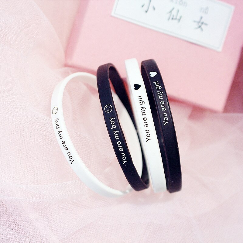 2pcs/bag You are My Boy My Girl Silicone Couples Bracelet Lovers Wrist Band Bracelet Girlsfriend