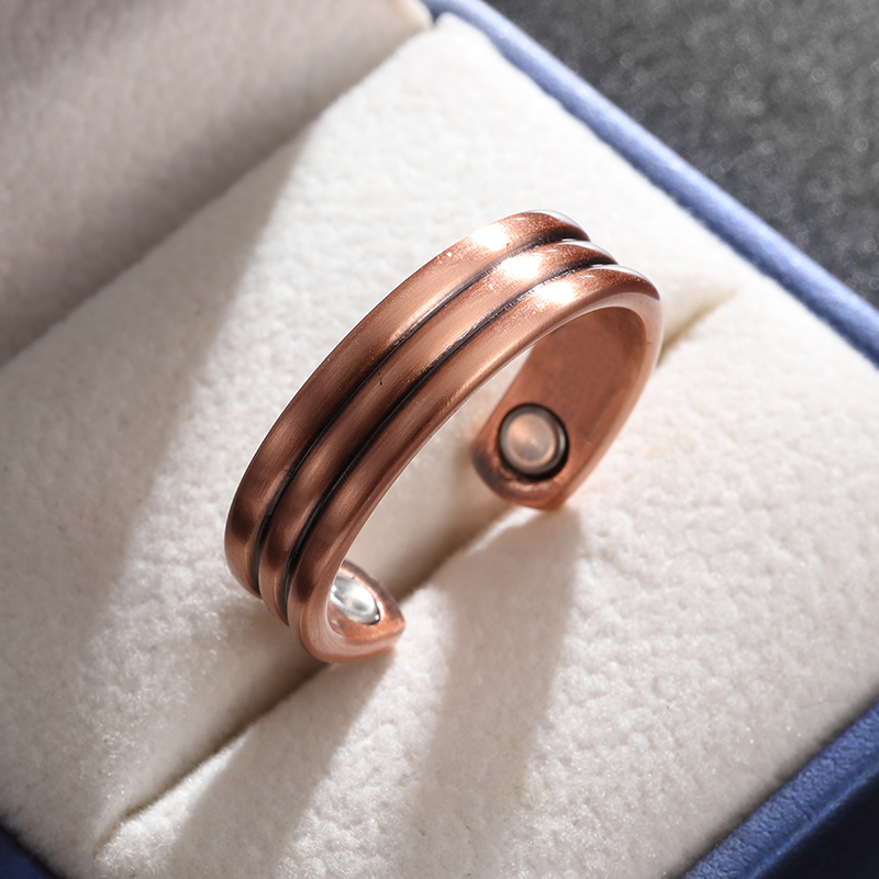 Anillo magnético con apertura de cobre ondulado a la Retro, accesorios de joyería Retro multifuncionales para hombres y mujeres: Transparente