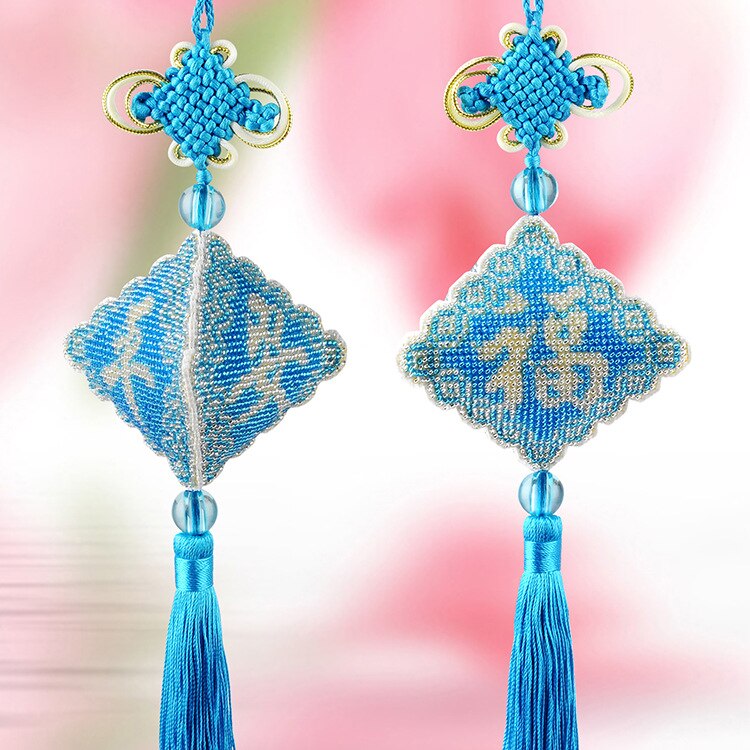 Car Key Chain Accessories Stamped Crafts DIY Printed Cross-Stitching-Kit Embroidery Stich-Bead Needlework 006