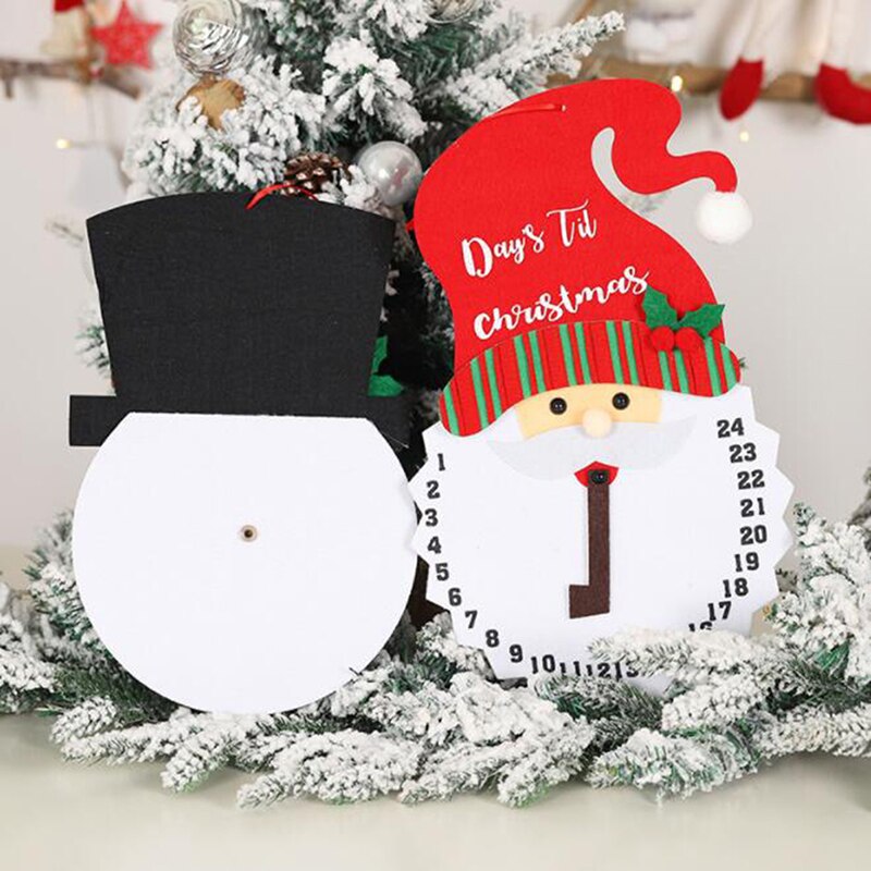 Christmas Non-Woven Santa Claus/Snowman Christmas Advent Countdown Clock Calendars Hanging Decorations