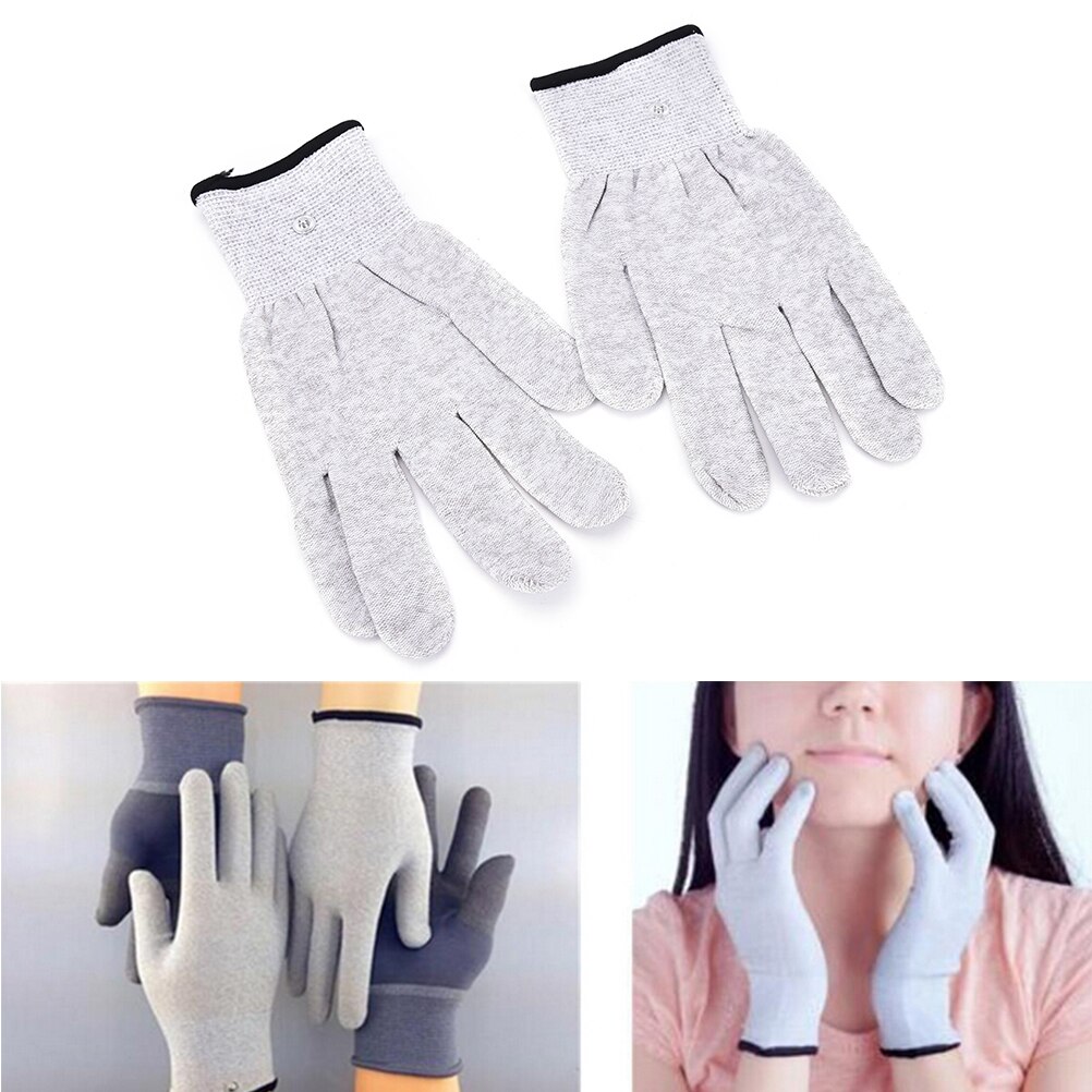 1 Paar Massage Handschoenen Zilver Massage Elektrode Handschoenen Voor Ontspannen Magic Pulse Fiber Geleidende Electro Therapie