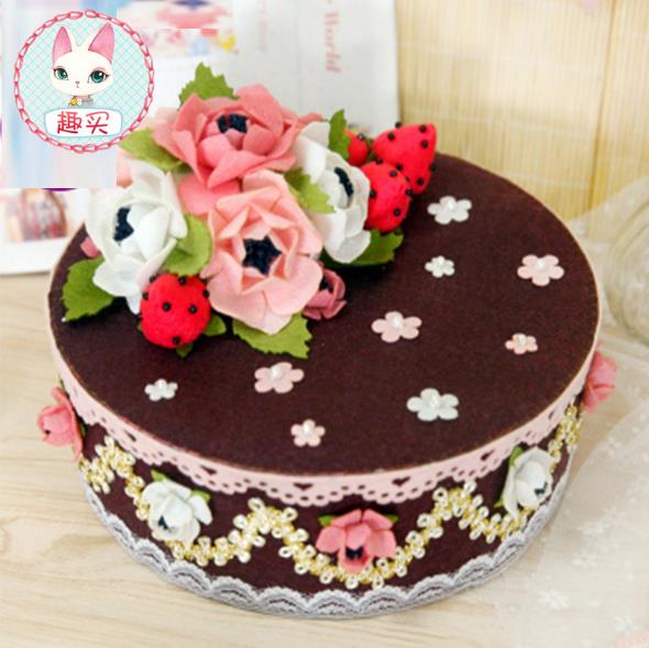 Filzen kit filz diy handwerk Handgemachte bunte kuchen Lagerung Fall Für Kinder Geburtstag Speziellen Fühlte DIY Paket: Burgunder