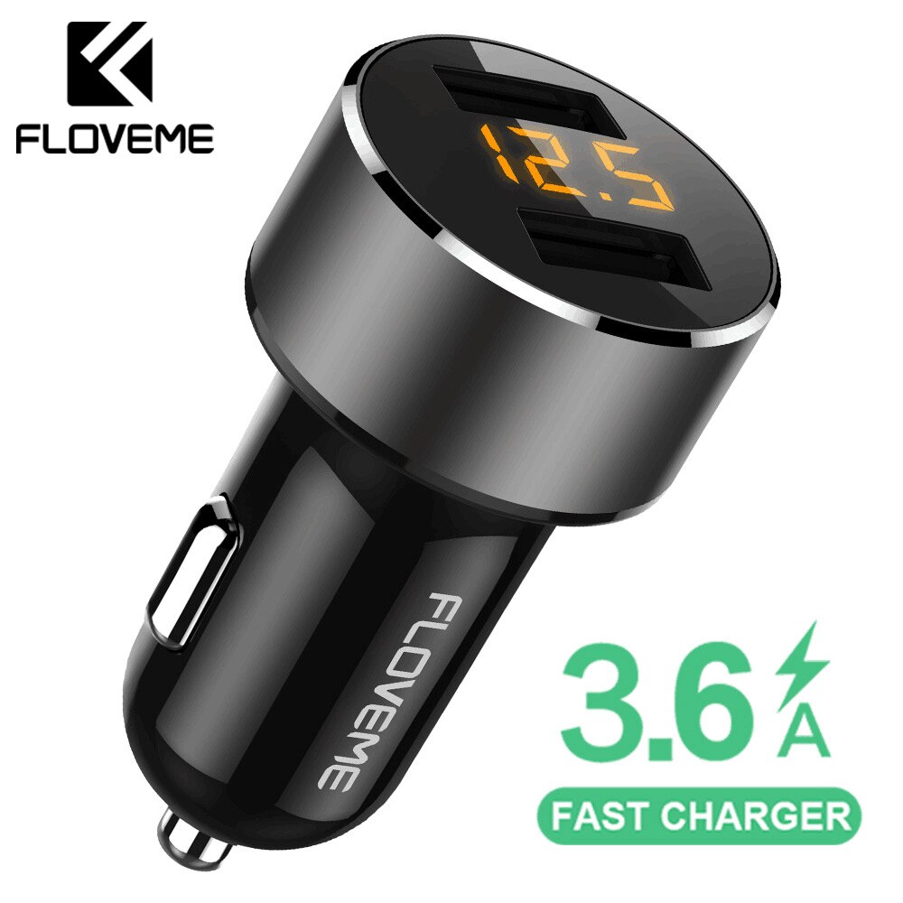 Floveme 18W Usb Car Charger Voor Iphone Xiaomi Dual Port Auto Chargeur Charger Usb 3.6A Snelle Opladen Autolader voor Mobiele Telefoon