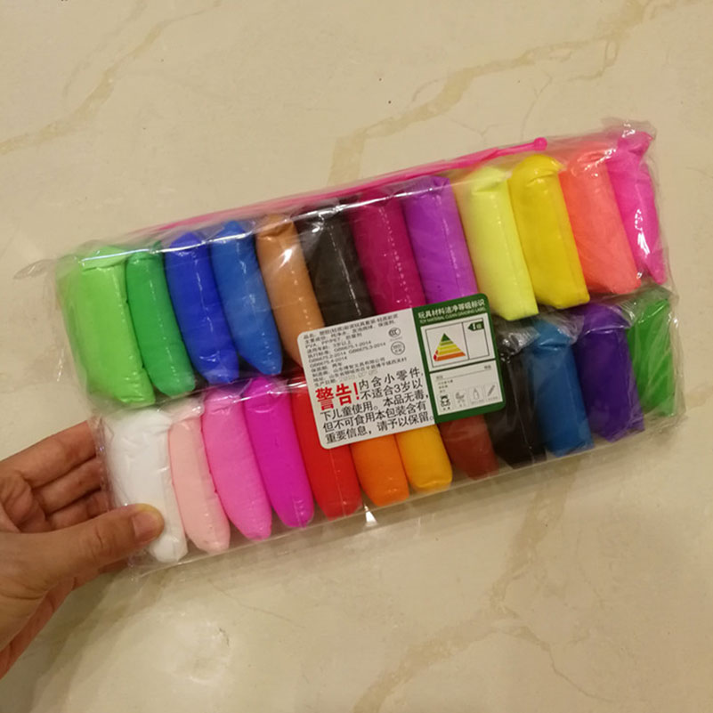 12 24 36 st/set mjuk lera med verktyg färgglad pysselleksak barn gör det själv polymer plasticine dagis pedagogiska leksaker för barn