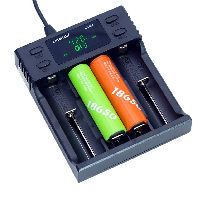 Liitokala lii -s2 lii -s4 caricabatteria, ricarica 18650 3.7v 18350 26650 21700 14500 batteria al litio nimh