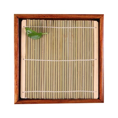 round/square Japanese sushi wooden plate with bamboo mat restaurant food tray tea tray: 20x20cm
